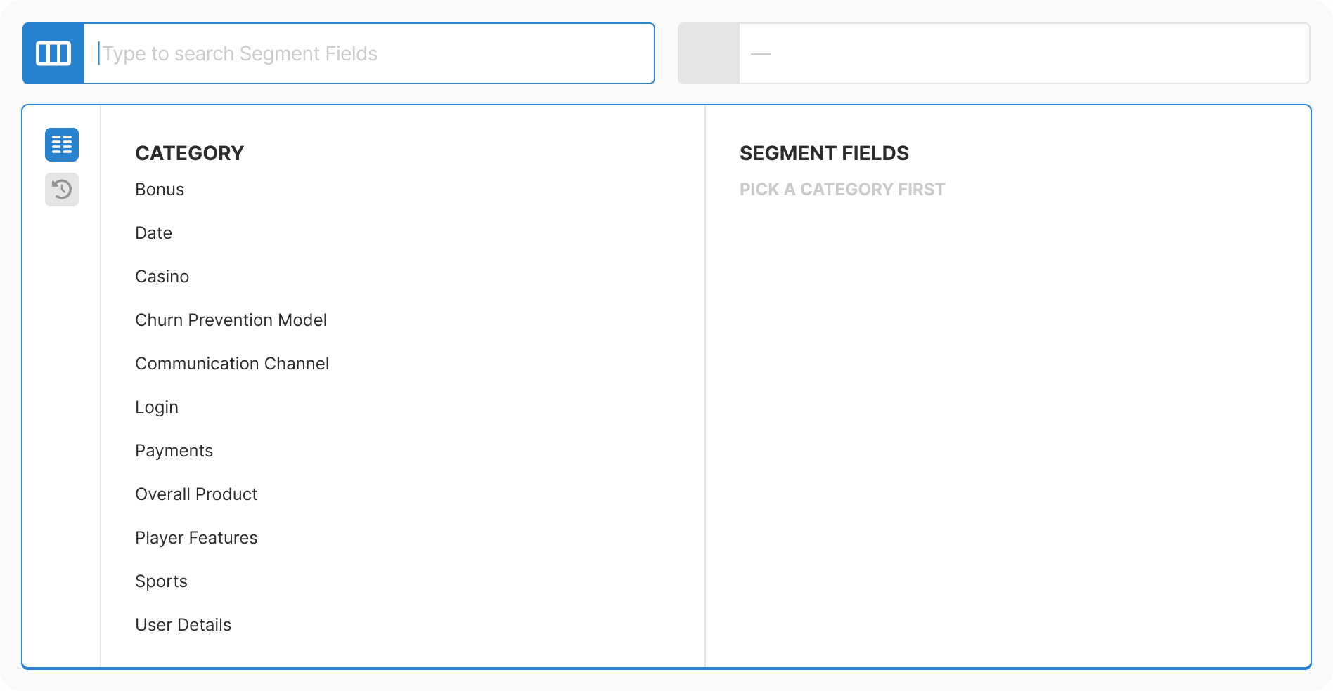 Category list expanded showing all available categories