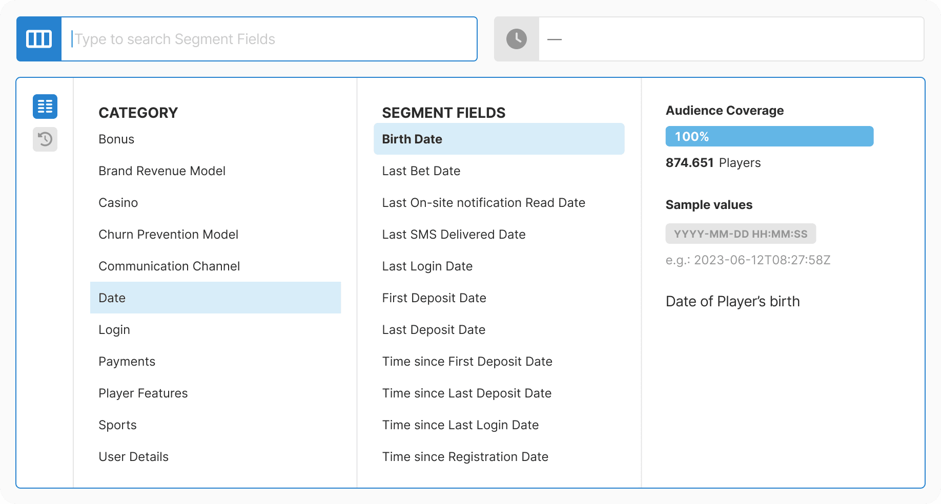 Birth date field showing different input method