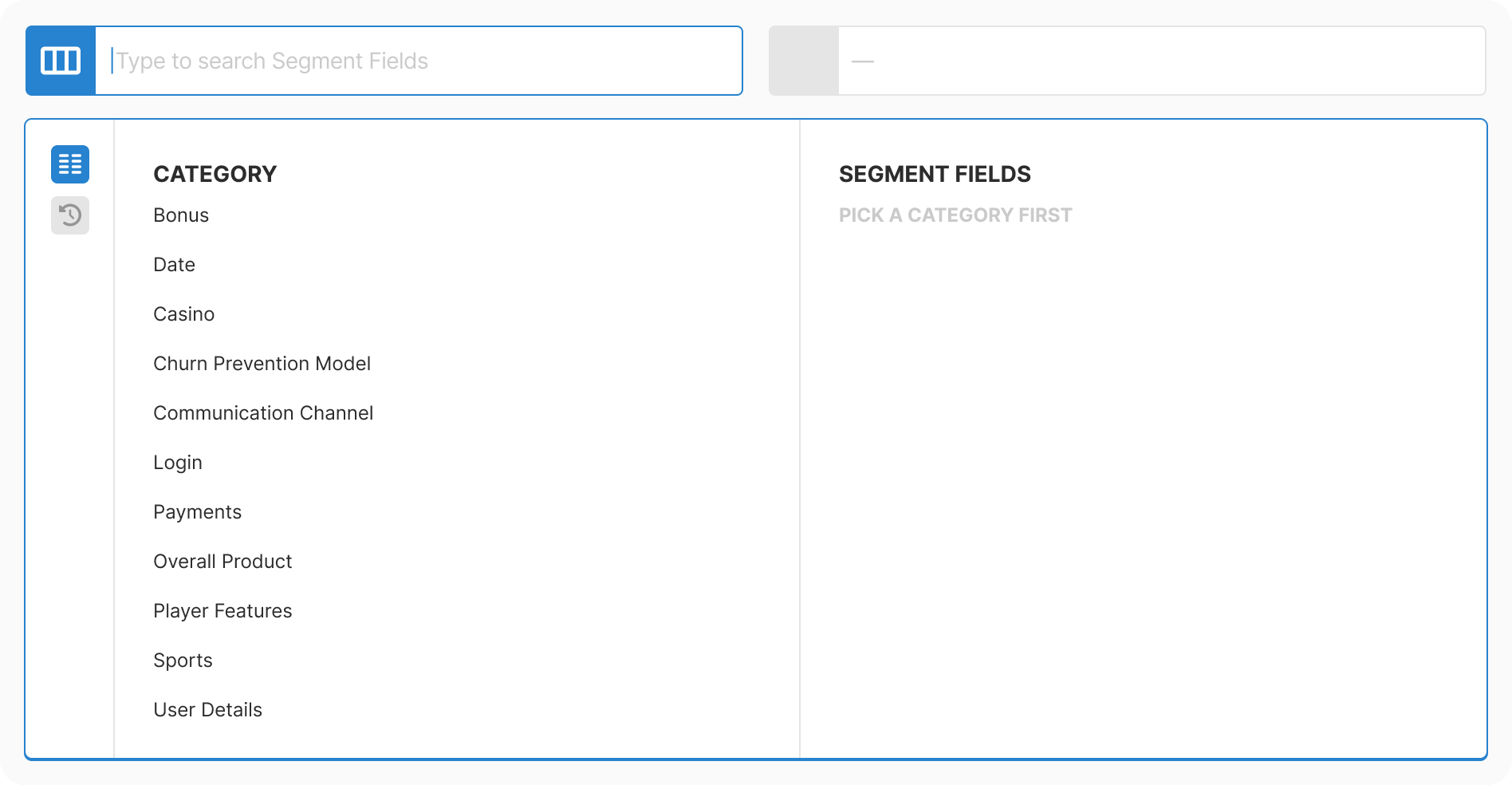 Category list expanded showing all available categories