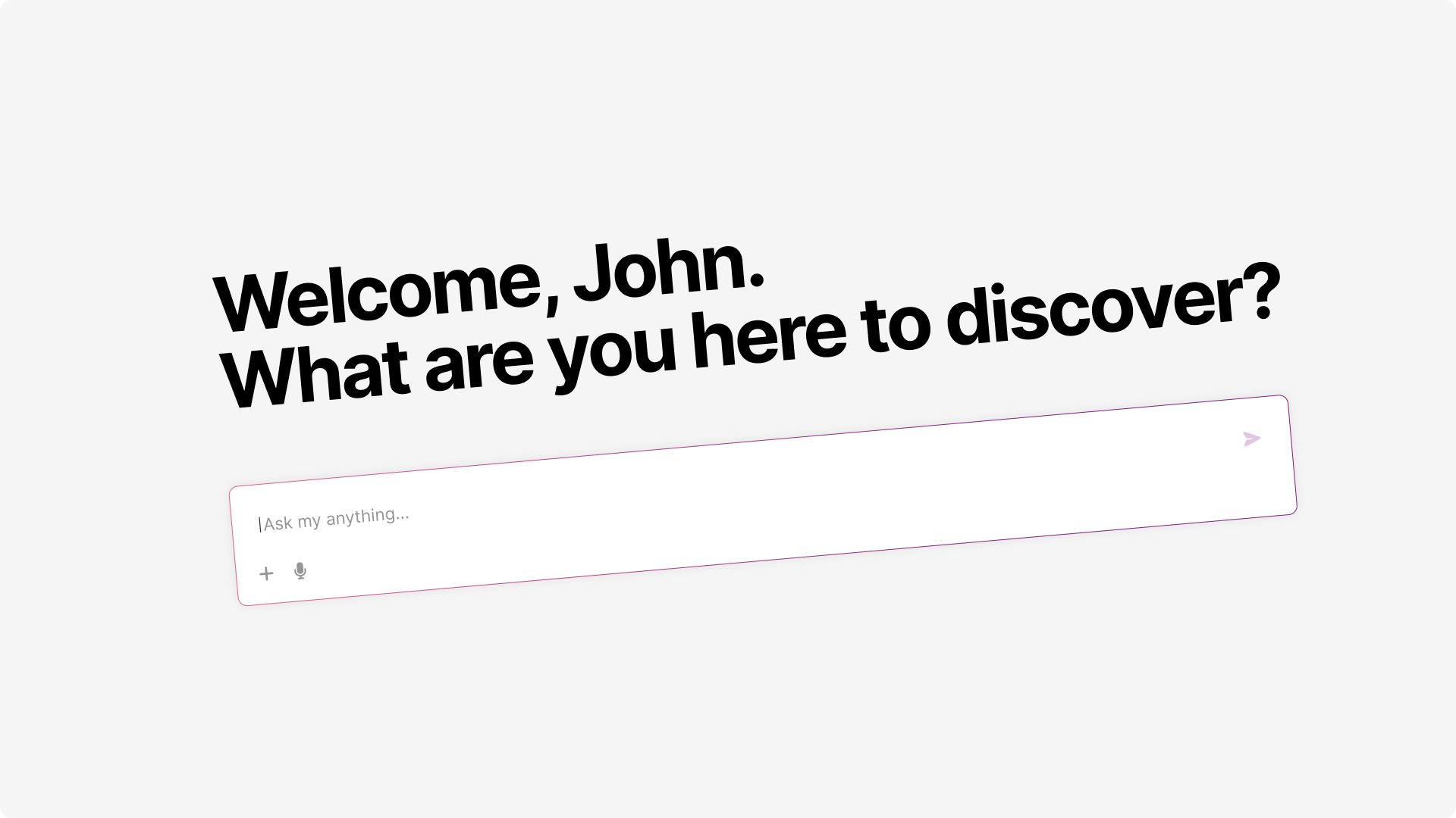Fast Track AI welcome interface showing natural language input and capability chips