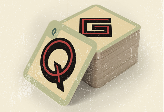 High-value letter cards Q and G with distinctive typographic treatment