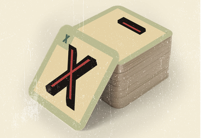 Letter X card and wildcard card showing the vintage textured card design